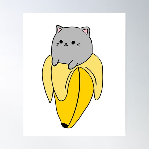 Banana Cat, Cute, Kawaii Cat Poster Wall Art, Modern Wall Decor For Living Room Bedroom, 8x12 UNFRAMED