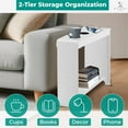 thumbnail image 6 of Flip Top Narrow End Table with Storage, Narrow Side Tables for Small Spaces, Slim End Table with Storage Shelf, Sofa Table for Bedroom, Living Room, Set of 2 - White, 6 of 8