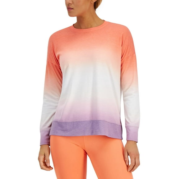ID Ideology Womens Dip Dye Crewneck Top Peach Echo XS