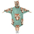 thumbnail image 2 of Dancing Raccoons Flannel Wearable Blankets Hooded Design Long Sleeves Wrap Unisex for 3T-14Y L, 2 of 7