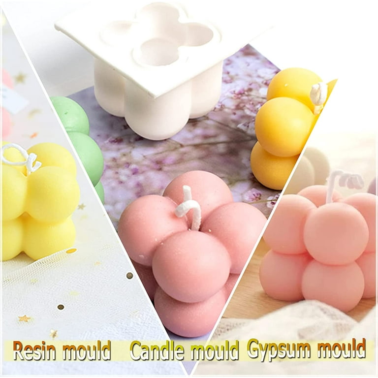  Candle molds for Candle Making,Candle Making Molds Silicone  Unique Bubble Candle Mold 3D Silicone Molds for Candles Wax Melt Molds,White  DIY Handicrafts Candle Decorations Tools Set (4pcs)