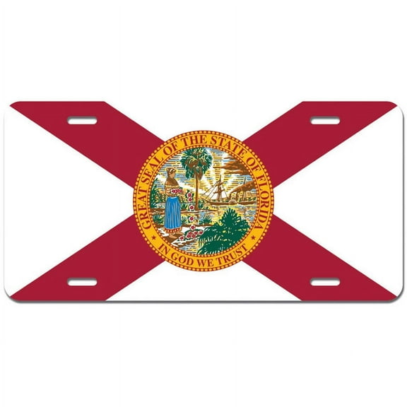 Florida State Flag Novelty Metal Vanity License Tag Plate