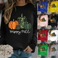 thumbnail image 2 of SOOMLON Womens Halloween Costumes Gothic Clothing Halloween Women Long Sleeve Pumpkin Skeleton Sweatshirt Crewneck Pumpkin Top Witchy Clothes Pumpkin Witch T-Shirt White L, 2 of 9