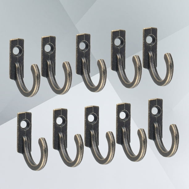 Pixnor 10pcs Single Prong Hook Mini Size Wall Mounted Retro Cloth Hanger For Coats Hats Towels Keys(Bronze)