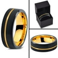 thumbnail image 4 of P. Manoukian Tungsten Wedding Band Ring 7mm for Men Women Black & 18K Yellow Gold Plated Pipe Cut Brushed Polished Lifetime Guarantee Size 13, 4 of 4
