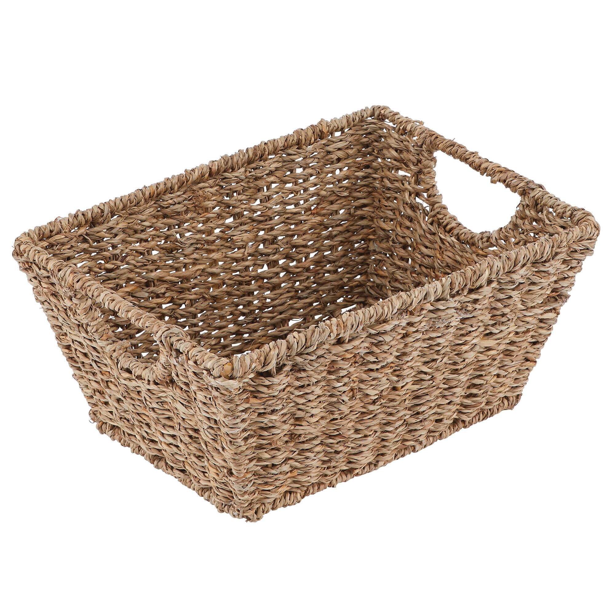 mDesign Woven Seagrass Nesting Kitchen Storage Basket Bins, 4 Pack - Natural/Tan