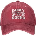 thumbnail image 1 of Easily Distracted by Rocks Hat for Men Women Funny Dad Tracker Hat Baseball Cap, 1 of 8