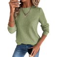 thumbnail image 4 of Tunic Tops for Women Loose Fit Dressy Long Sleeve Shirts Womens Sweaters Crew Neck Fall Clothing Green S, 4 of 6