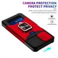 thumbnail image 2 of Heavy Duty Case for Motorola Moto G 5G (2024) with Camera Lens Sliding Cover Card Holder, Rugged Protection Shockproof Phone Cover with Rotate Ring Holder Stand Magnetic Car Mount, Red, 2 of 7