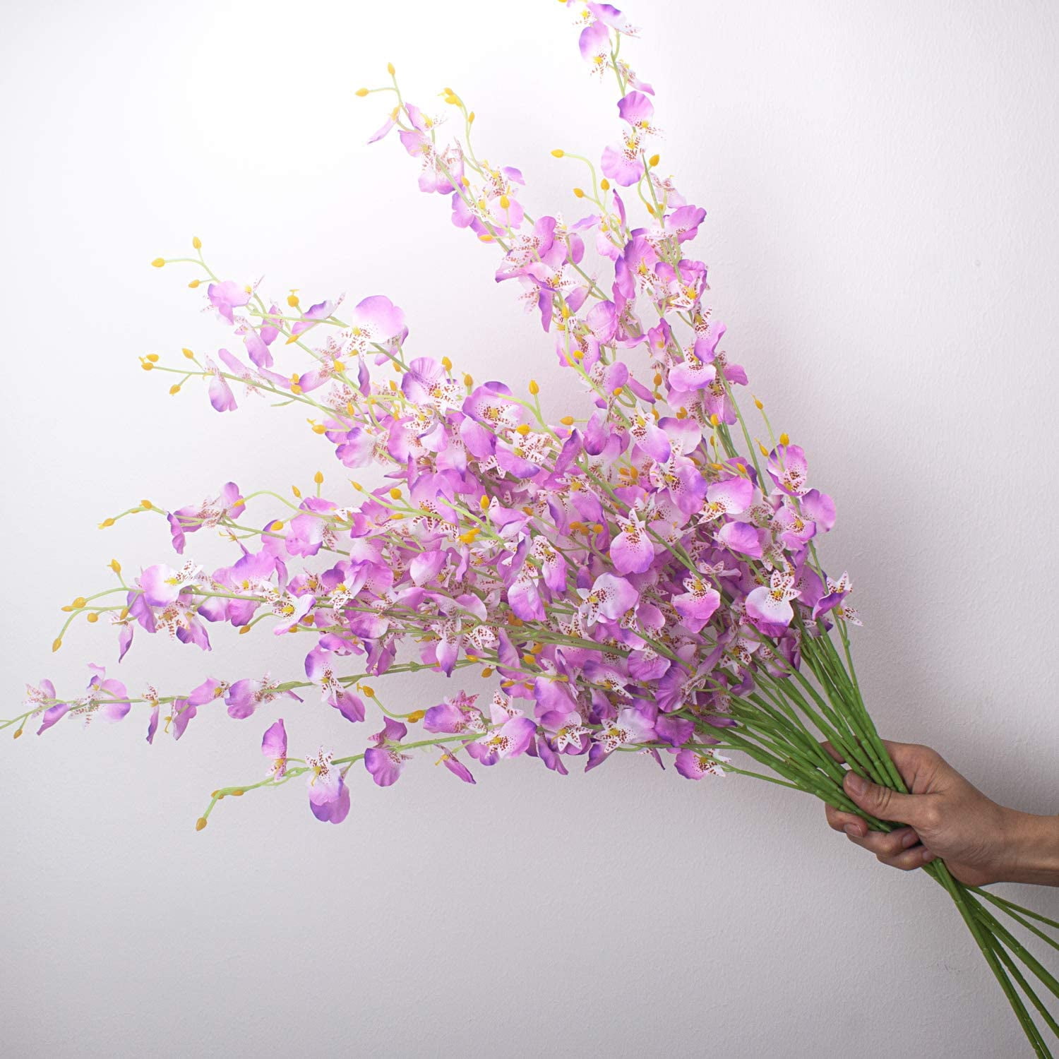 Artificial Orchids Flowers, Silk Fake Faux Dancing Lady Orchids,10Pcs (Each 39”), for Indoor Outdoor Wedding Home Office Party Hotel Decoration(Yellow)