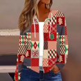 thumbnail image 2 of Women's Fashion Christmas Print Casual Zip-Up Long-Sleeve Hooded Jacket, for Outdoor Activities and Daily Use,Multicolor,S, 2 of 6