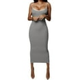 thumbnail image 5 of Women Square Neck Maxi Dress Sleeveless Cocktail Dresses Bodycon Spaghetti Strap Long Dress Party, 5 of 8