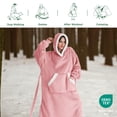 thumbnail image 4 of Cozy Comfort Standard Side Split and Belt Wearable Blanket Hoodie, Long Sherpa Fleece Blanket Sweatshirt with Warm Big Hood, Mellow Rose, 4 of 7