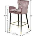 thumbnail image 3 of Meridian Furniture Luxe Pink Velvet Stool, Set of 2, 3 of 5