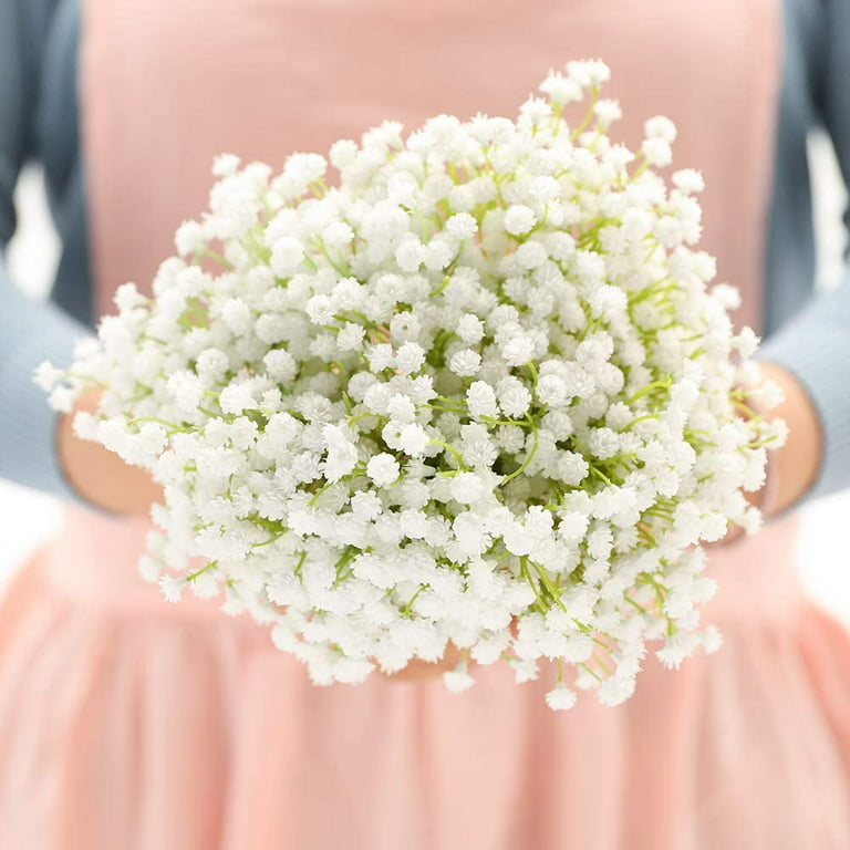 10pcs Babys Breath Artificial Fake Flowers Bouquet Gypsophila Bulk Flower  In White For Wedding Crown Home Party Garden Decoration