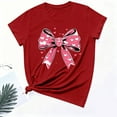 thumbnail image 4 of ICHUANYI Valentine's Prints Bow Shirt for Women Graphic Tees Short Sleeve Tee Top Round Neck Short Sleeved T-shirt Top, 4 of 6