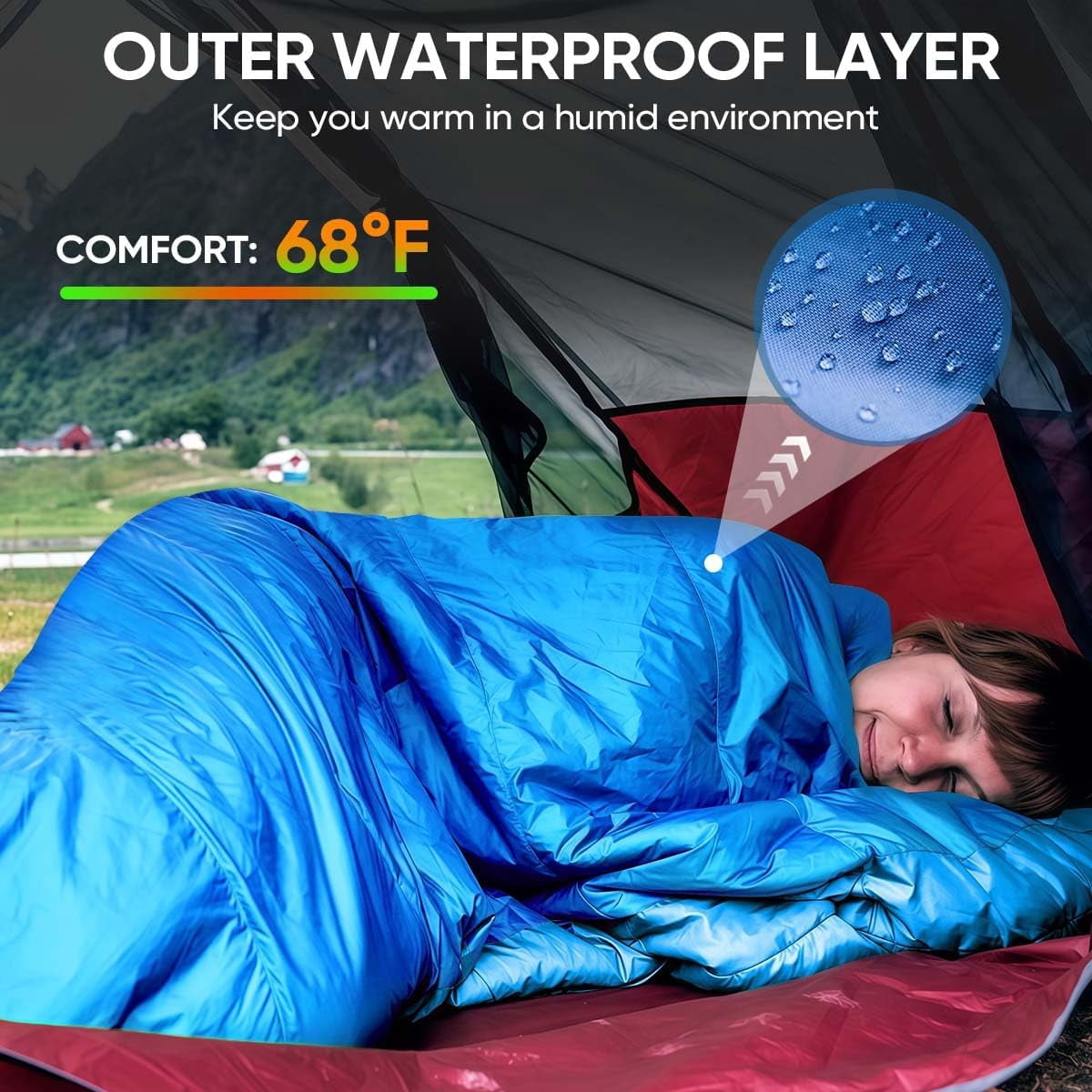 Sleeping Bags Portable Waterproof Camping Bag for Adults Kids 4 Seasons Cold Weather or Warm Backpacking Hiking Travel Indoor Outdoor Use