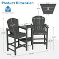 thumbnail image 2 of JUSTLET Larger Size Tall Adirondack Chair Set of 2 with Double Connecting Tray, HDPE Weather Resistant Patio Bar Stools, Grey, 2 of 8