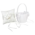thumbnail image 1 of 1Pieza Cesta Beige de Muchamucha de Flores de Satén + 1Pieza Almohadilla Beige de de Boda Decoración para Boda Sunnimix Almohada de portador de anillo de cesta, 1 of 8