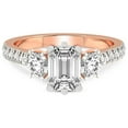 thumbnail image 3 of 1 Carat IGI Certified Emerald Shape Lab Grown Diamond Engagement Ring | 14K Rose Gold |Tiara Three Stone Diamond Ring | FG-VS1-VS2 Quality Friendly Diamonds, 3 of 4