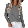 thumbnail image 2 of HLKJKLS Winter Clothing For Women Crew Neck Long Sleeve Basic Printed Tee Comfy Loose Imitation Cotton Versatile Casual Wear Gray S-4Xl, 2 of 9