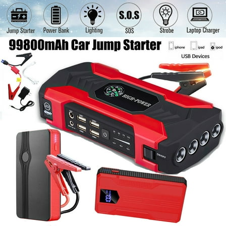 12V98000mAh Car Jump Starter Starting Device Battery Power Bank Jumpstarter Auto Buster Emergency Booster Car Charger Jump Start