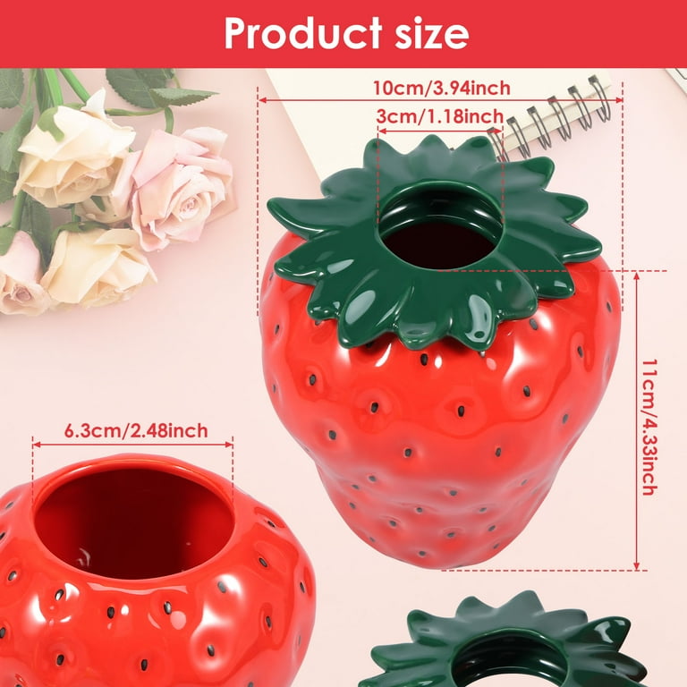 Vintage Inspired Strawberry Vase Decorative Ceramic Vase, Large