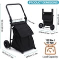 thumbnail image 3 of EastVita 2 In 1 Foldable Grocery Cart Heavy Duty Hand Truck with Cushioned Seat Removable Waterproof Bag Portable Trolly Dolly Utility Cart Rolling Shopping Cart for Groceries, 3 of 5