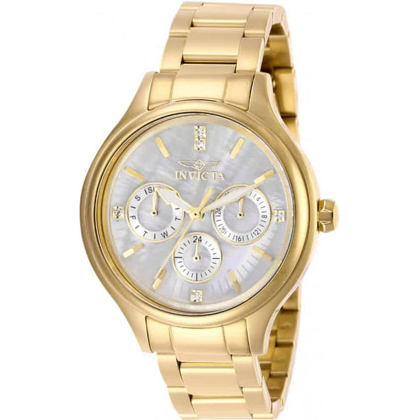 Invicta Angel Quartz Crystal White Mother of Pearl Dial Ladies Watch ...