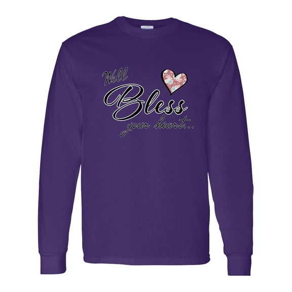 Inktastic Well Bless Your Heart with Floral Print Long Sleeve T-Shirt