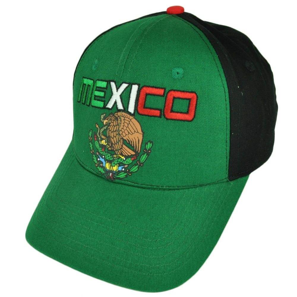Mexico Mexican Flag Country Green Black Hat Cap Adjustable Two Tone