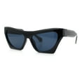 thumbnail image 6 of Womens Retro Beveled Lens Thick Plastic Cat Eye Mod Sunglasses All Black, 6 of 8