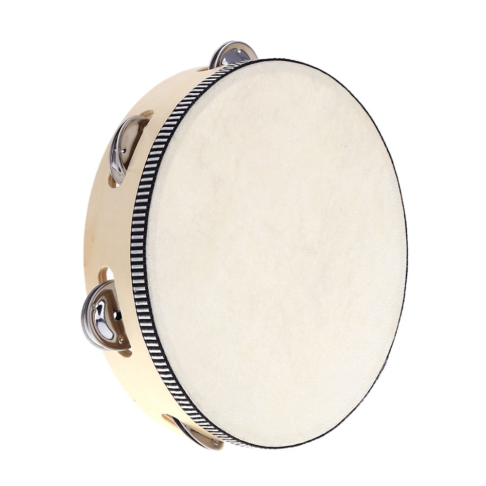 8" Hand Held Tambourine Drum Bell Birch Metal Jingles Percussion