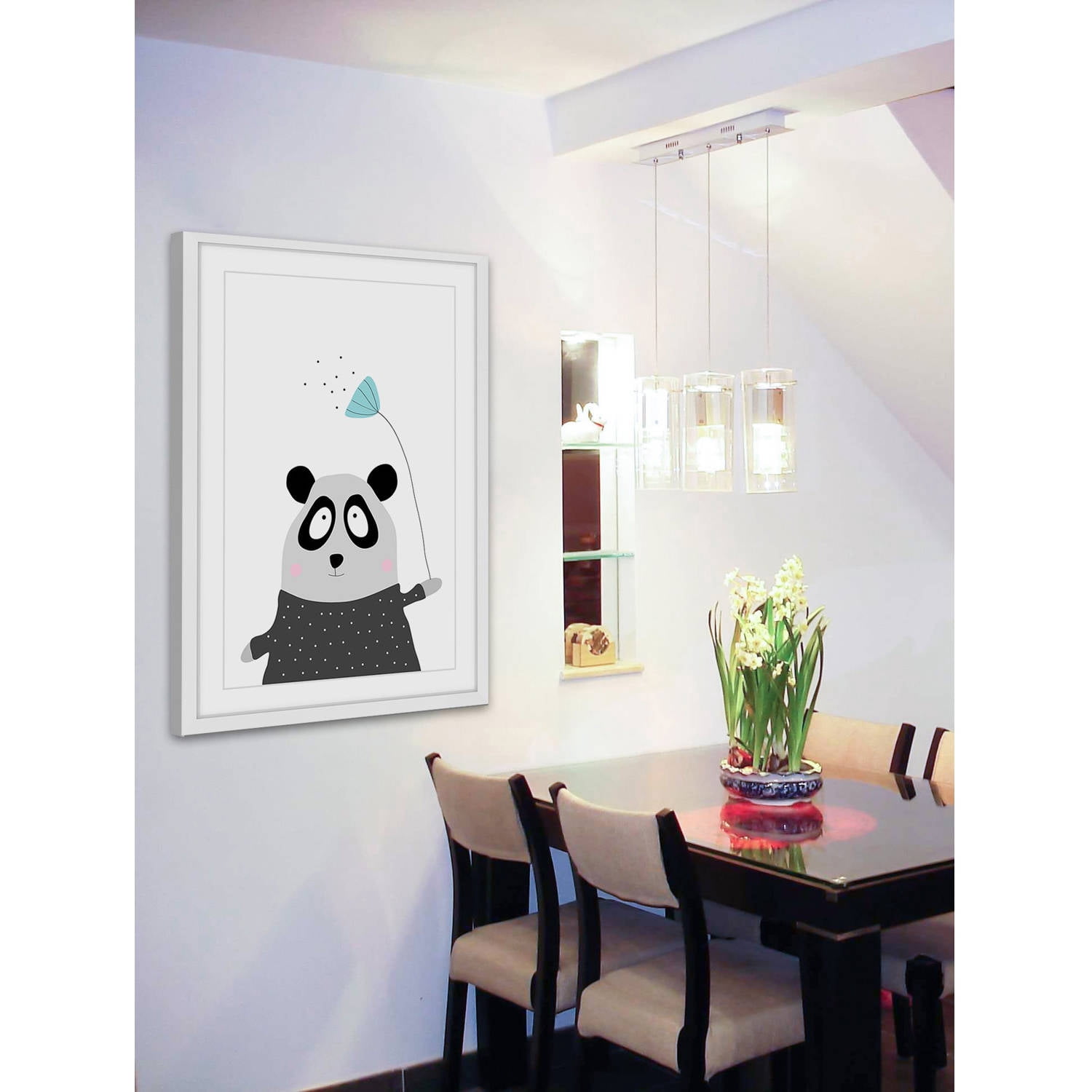Marmont Hill "Panda Flower" by Katarina Snygg Framed Painting Print