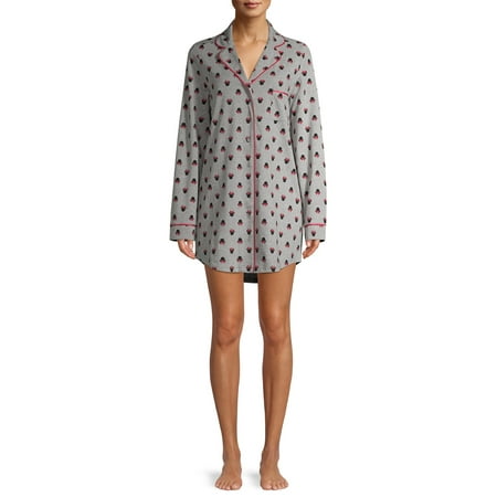 

Disney Minnie Women s Notch Collar Long Sleeve Pajama Sleepshirt