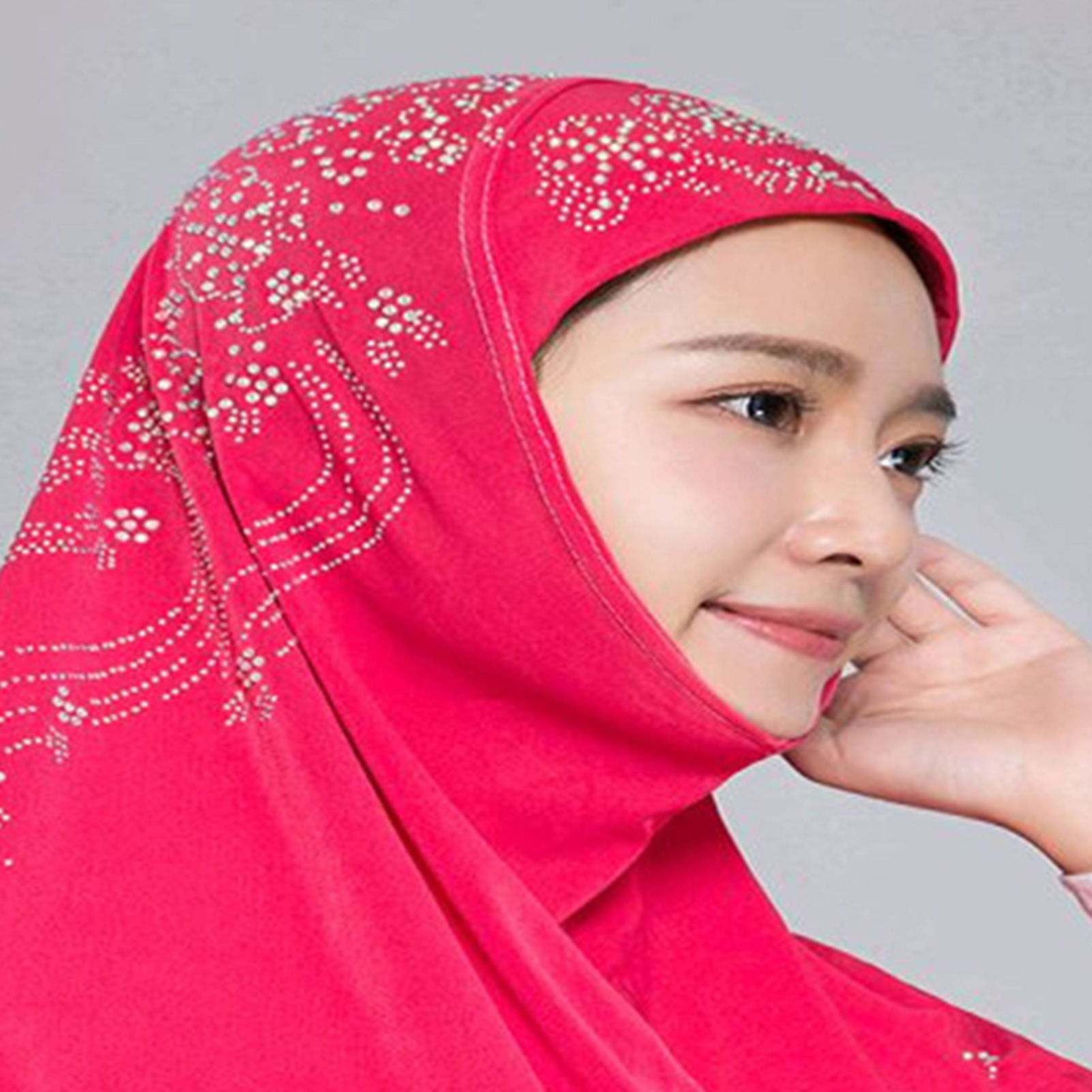 Muslim Women Scarves Wrapped Hijab Islamic Rhinestone Scarf Arab Headscarf  Shaw