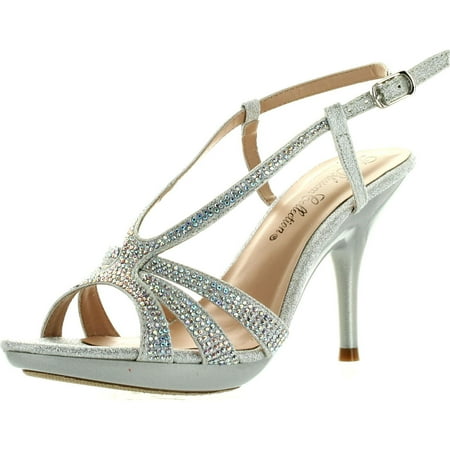 

De Blossom Womens Lin-103 Strappy Bridesmaid Prom Party Sandal Pumps Shoes