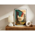 thumbnail image 2 of Vintage Chicken Farm Animal Art Print Rooster Hen Barnyard Travel Poster Style Wall Decor Rural Countryside Sunrise Morning Farmhouse Gift - Poster Unframed, 2 of 3