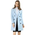 thumbnail image 3 of INSPIRE CHIC Women's Notched Lapel Collar Double Breasted Mid Length Overcoat, 3 of 6