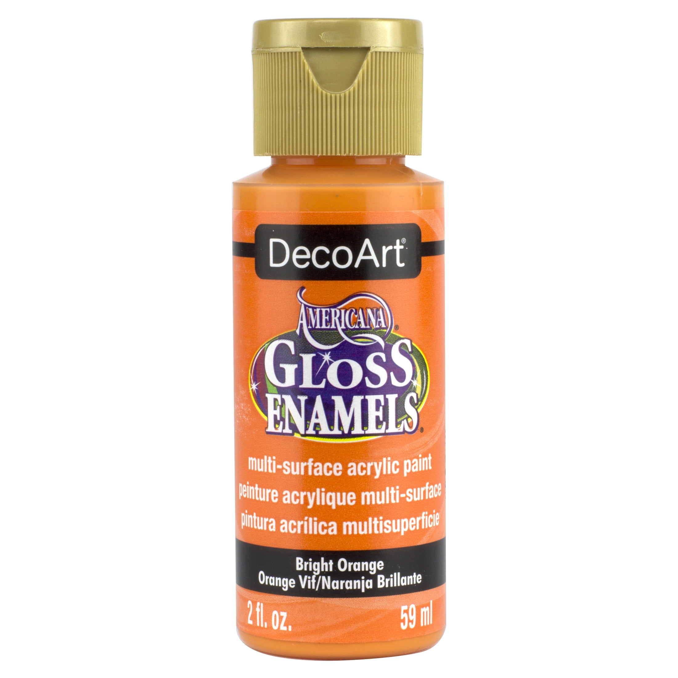 DecoArt Americana Gloss Enamel Acrylic Paint 2 oz Bright Orange