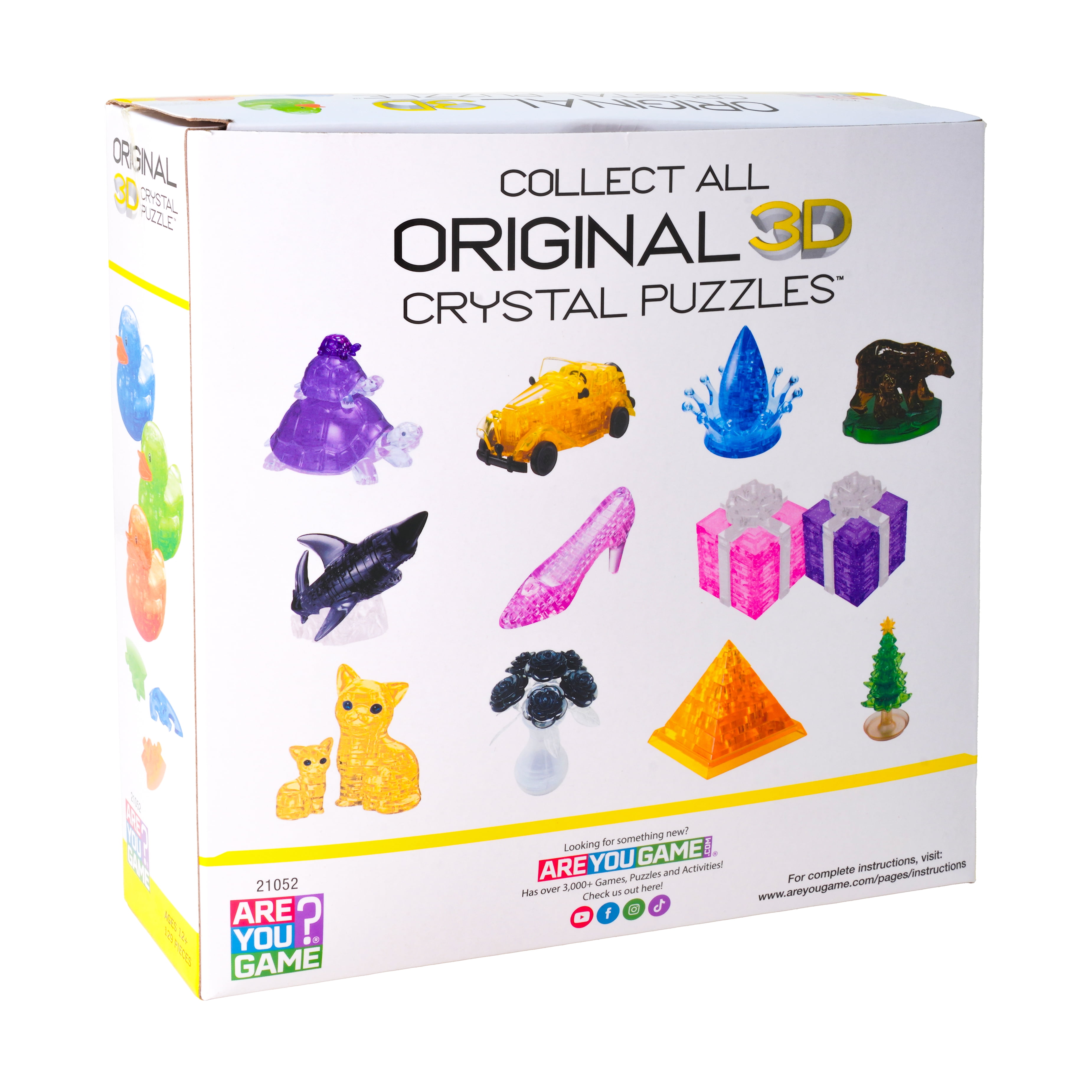 AreYouGame.com 3D Crystal Puzzle - Deluxe Rubber Ducks 3-Pack (Neon Orange/Green/Blue): 129 Pcs