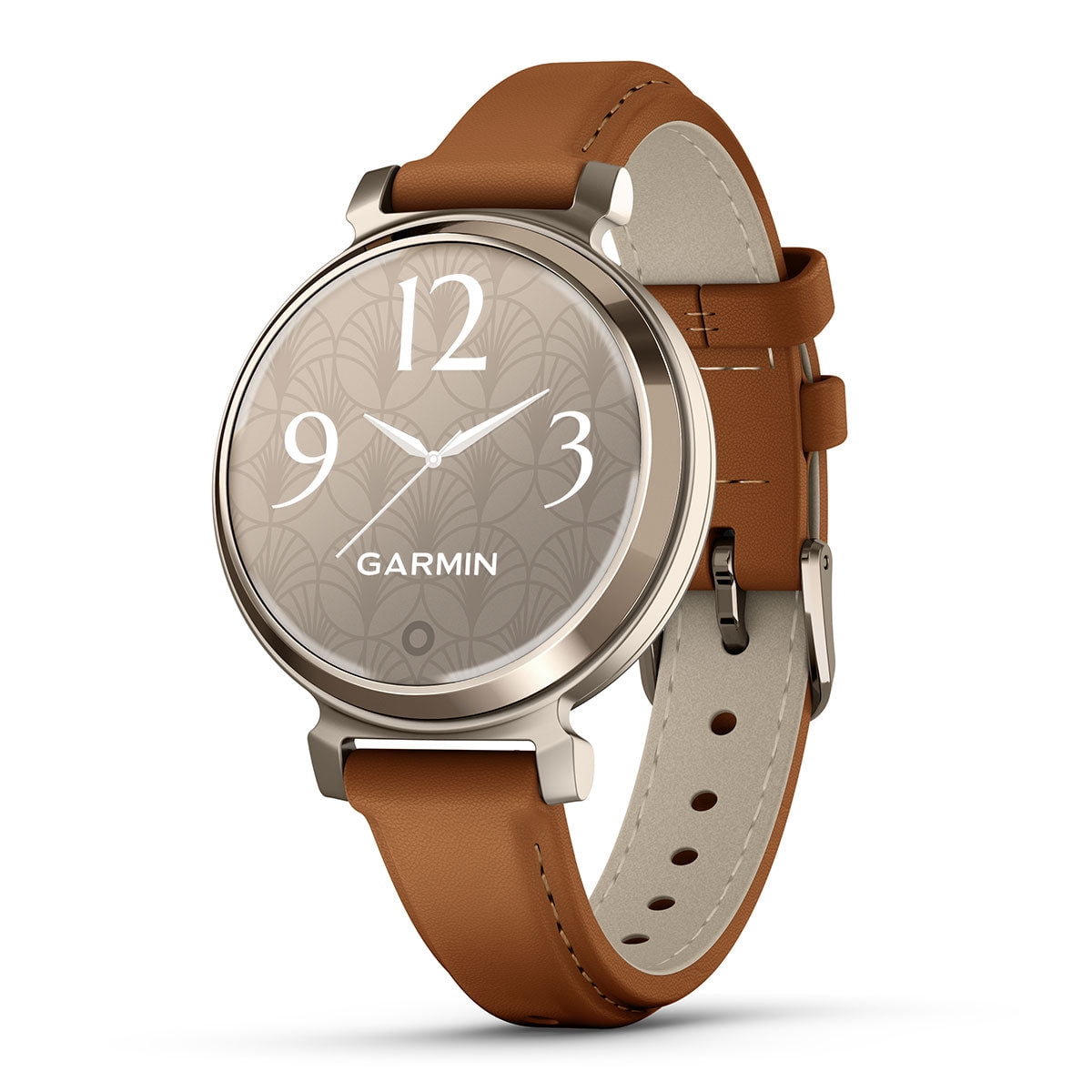 Garmin Lily 2 Classic (Cream Gold/Tan Leather) Women's Fitness Smartwatch with Bundle PlayBetter Portable Charger, With Garmin Pay