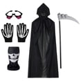 thumbnail image 2 of Gupgi Enfant Adulte Halloween Grim Reaper Costume, Robe+lunettes Yeux Rouges Lumineux+faux+pare-Visage+gants, 2 of 9