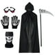 thumbnail image 1 of Ropa de Halloween niños y adultos capa la túnica de la muerte con gafas de ojos rojos brillantes, hoz, máscara, guantes, 1 of 4