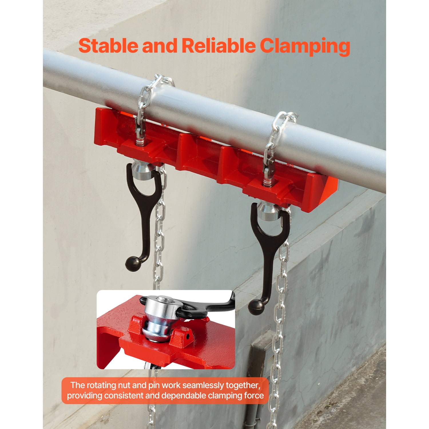 KFFKFF Pipe Welding Vise, Adjustable 1/2" to 8" Clamp with Dual Chains & Crank Handles, Durable Cast Iron Tool for Various Pipe Applications