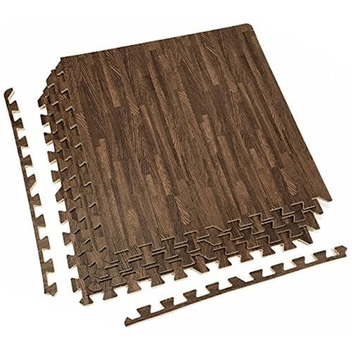 Home Office Playroom Basement Trade Show Sorbus Wood Grain Floor Mats Foam Interlocking Mats Tile 3/8-Inch Thick Flooring Wood Mat Tiles Borders