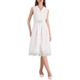 thumbnail image 1 of INSPIRE CHIC Vestido de Encaje Sin Mangas para Mujeres con Cuello de Solapa, Vestido de Cóctel con Cinturón y Botones, Vestido A-Line L Blanco, 1 of 5