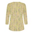 thumbnail image 3 of Blusas para las Mujeres Casual, 3/4 Manga Floral Estampado Camiseta de Moda Top Hecho de Poliéster Transpirable Suave para el Uso Diario de Primavera Otoño, Tops de Blusa para las Mujeres, 3 of 8