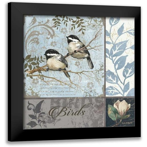 Phillips, Anita 12x12 Black Modern Framed Museum Art Print Titled - Chickadee Sampler