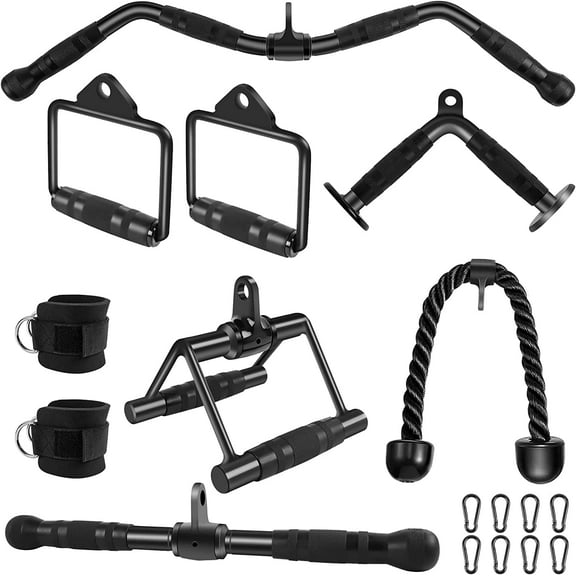 EAYSG LAT Pulldown Bar Attachments, Cable Machine Accessories for Home Gym, Triceps Rope Pull Down Equipment Weight Fitness & Power Exercise Set for Arm Strength Workout